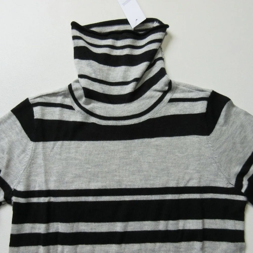 NWT Lou & Grey Striped Turtleneck in Black Gray Midi Maxi Sweater Dress 2XS XXS - Image 3