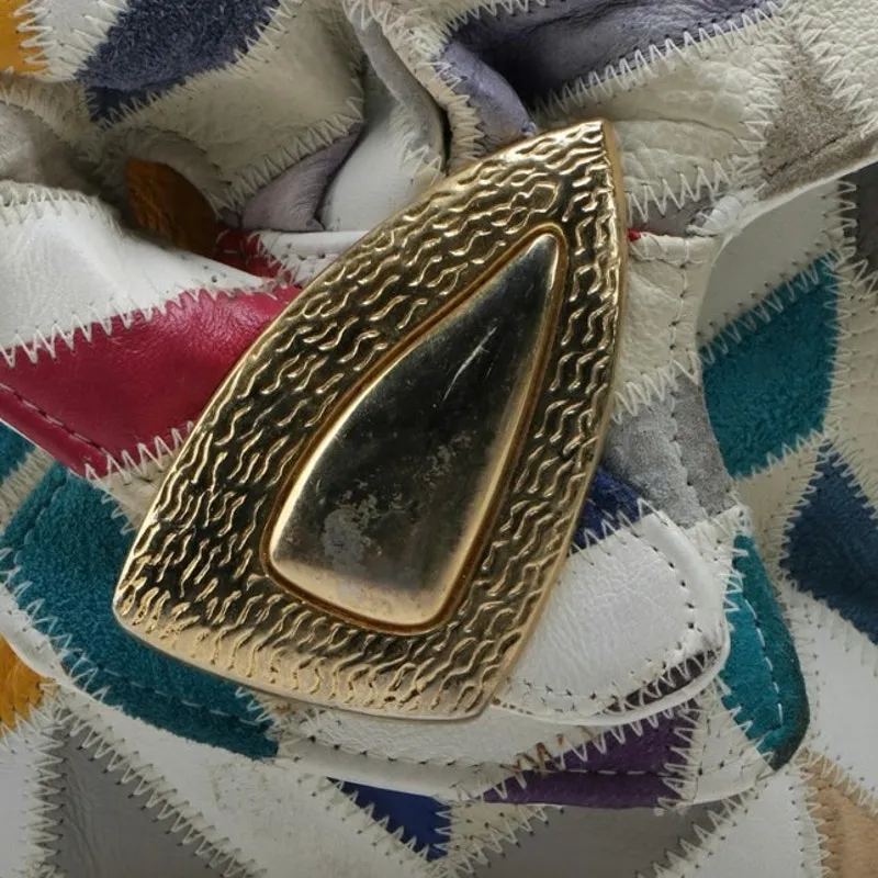 Vintage Leather Patchwork Purse White - Image 3