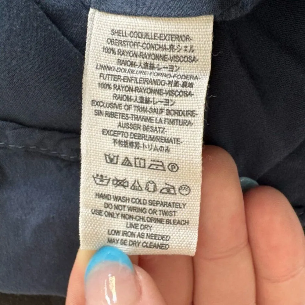 Free People Floral Navy Mini Dress Long Sleeve Rope Bow Swing Small Bohochic - Image 9