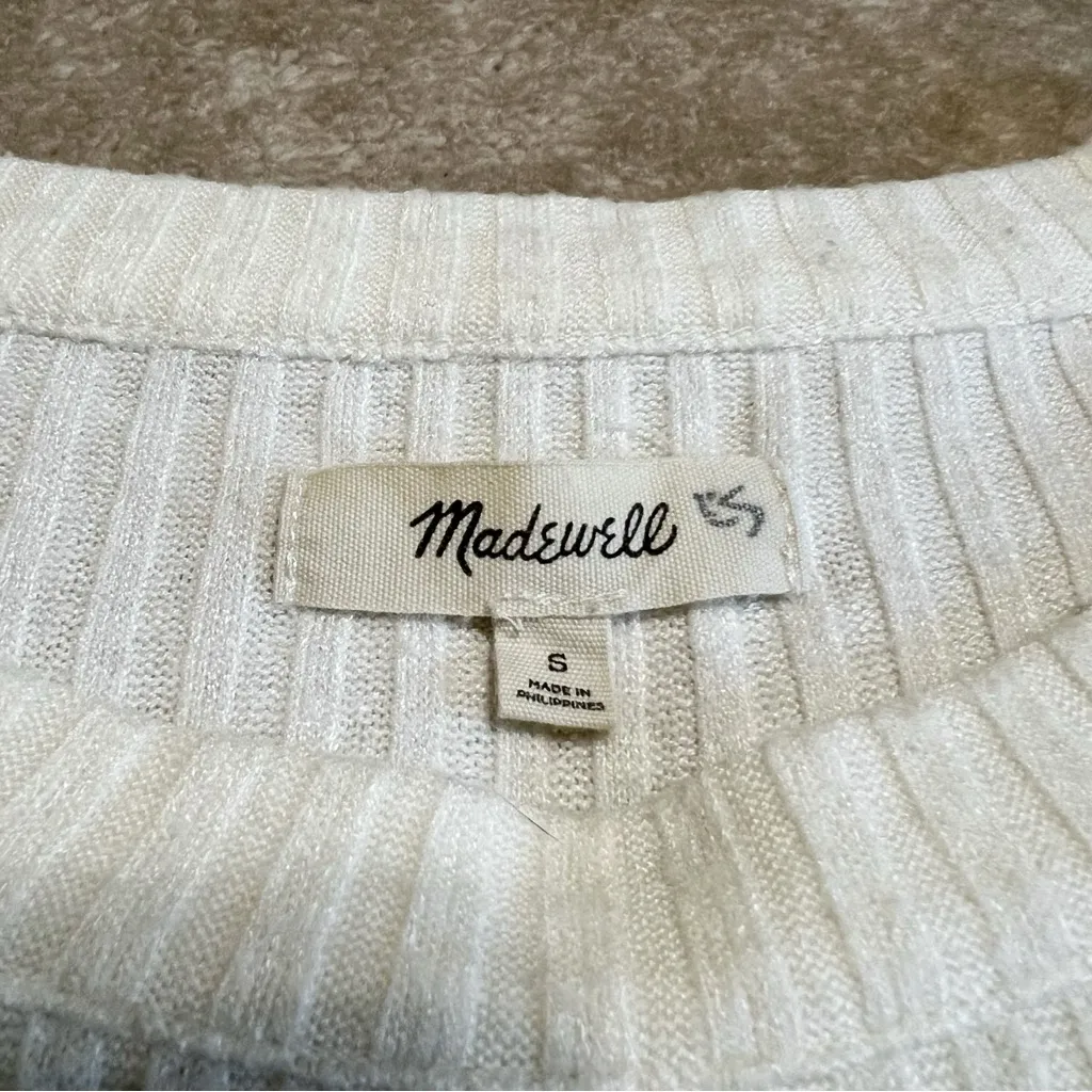 Madewell White Ribbed Long Sleeve Sweater Top - Image 3