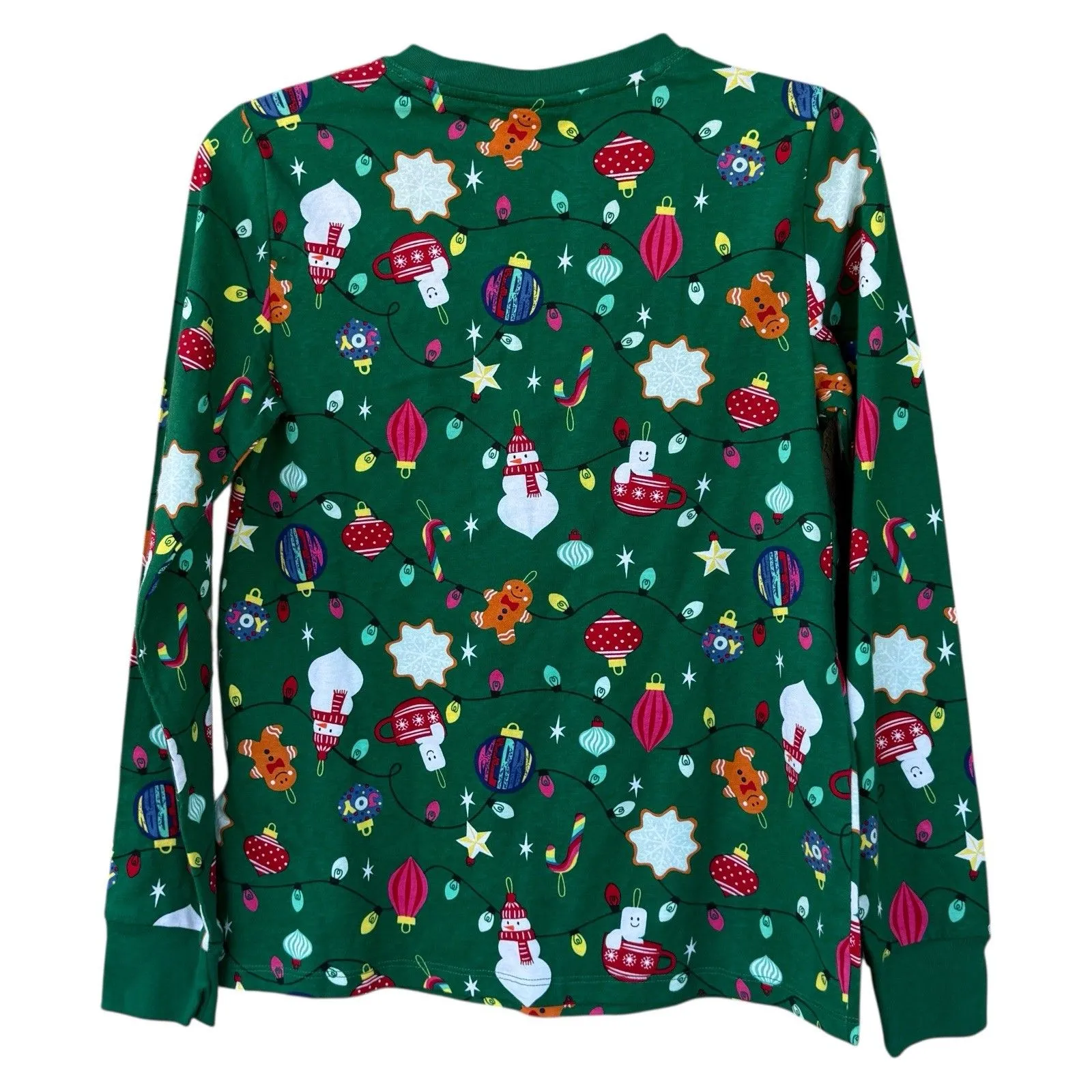 NWT Holiday Lane Women’s Pure Cotton Pajama Top Only Green Print XS Snowman - Image 2