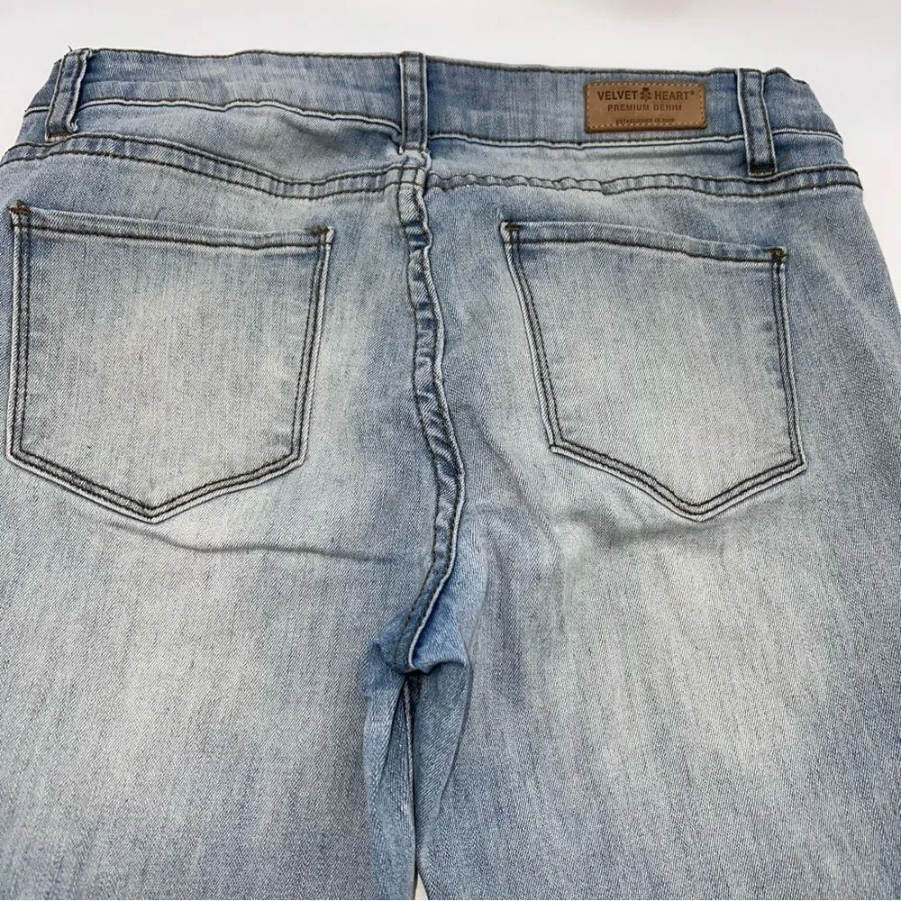 Velvet Heart Premium Denim Ellie Flare Crop Light Mid Rise Distress Jeans Sz 29 - Image 5