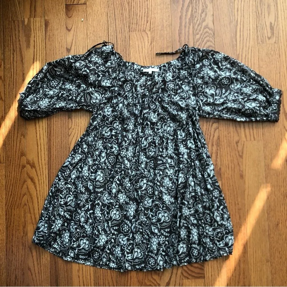 Olivaceous Floral Knee-Length Resort Wear Brown and White Dress Women’s Size M - Image 2