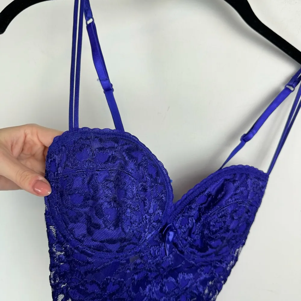 Vtg Victoria’s Secret Gold Label High Cut Lace Teddy Sz 34B Purple Intimates - Image 5