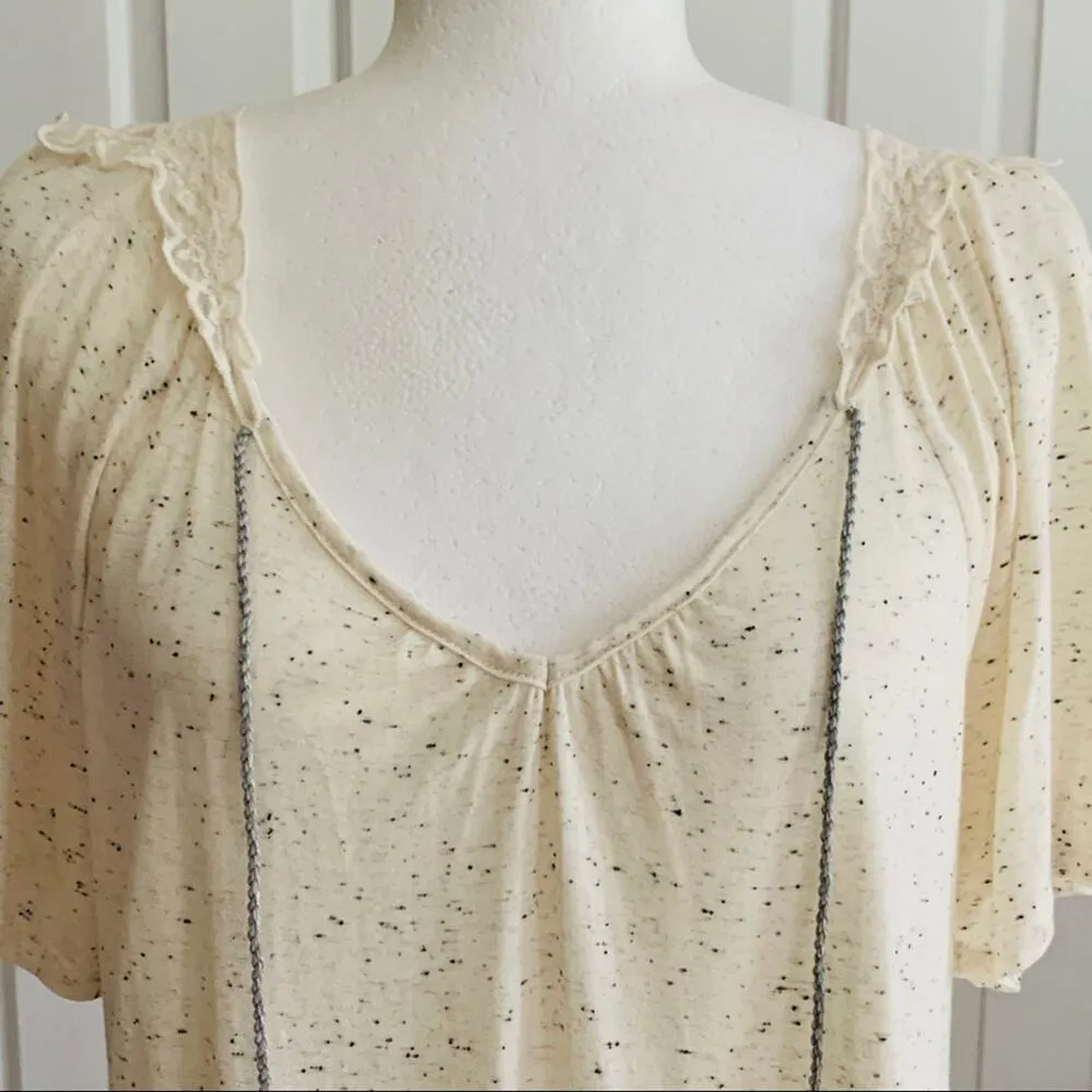 Vintage America Top Shirt Trina Cream Speckled Tassel Short Sleeve Top Small NWT - Image 9