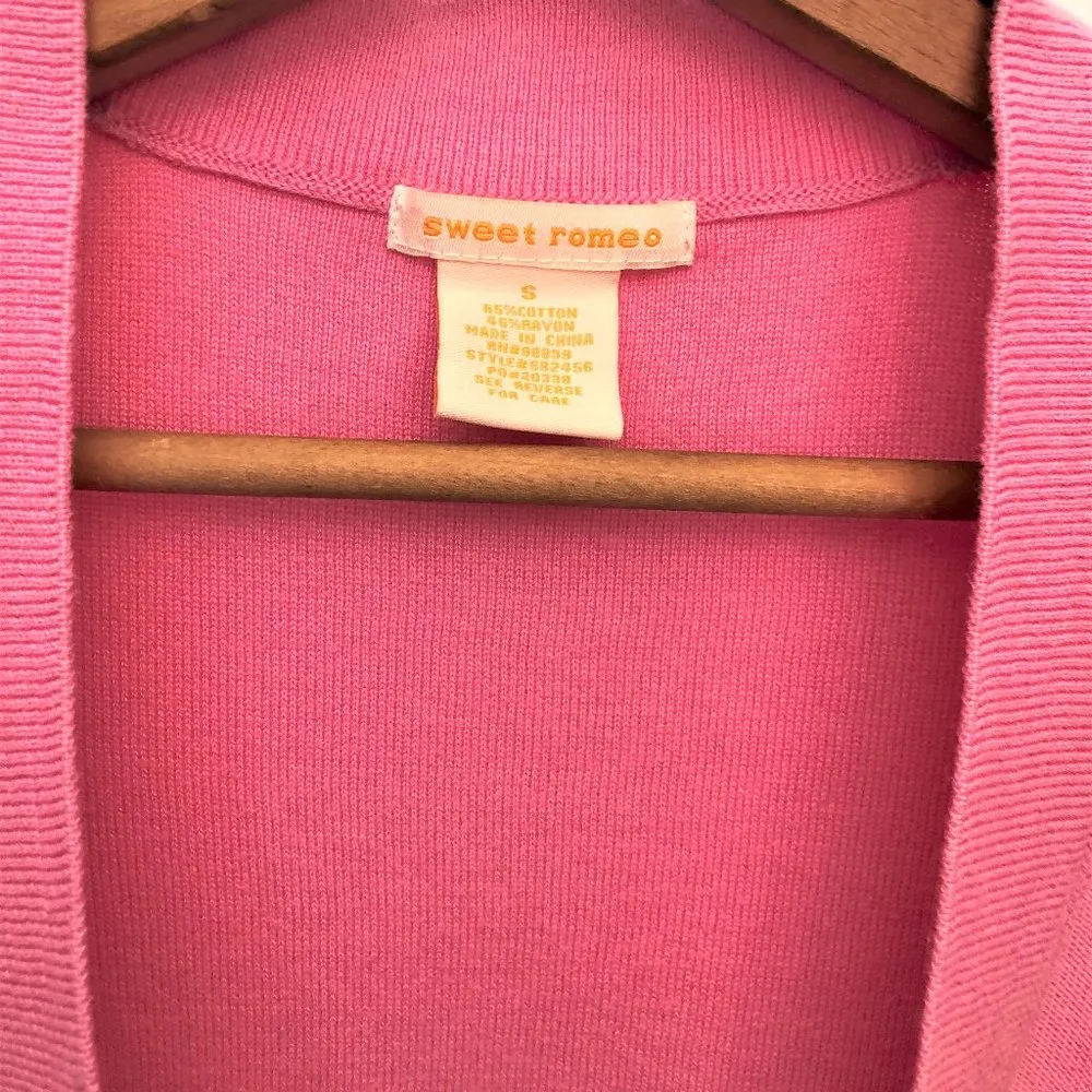 Sweet Romeo Womens Size Small 3/4 Sleeve Pink Cardigan Sweater - Image 4
