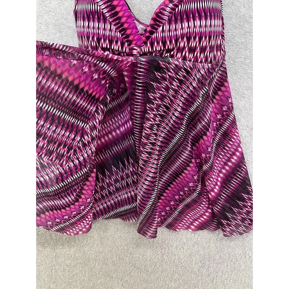 Profile by Gottex swimwear Swim top Tankini Size 6 Pink Batik Wireless Babydoll - Image 8