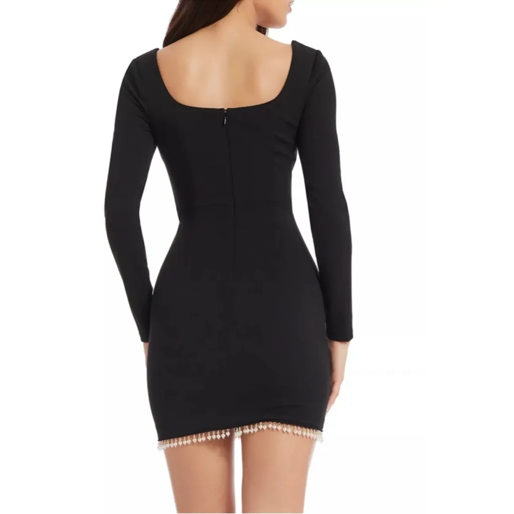 Dress The Population Ronin Pearl Trim Mini Dress Black XS - Image 2