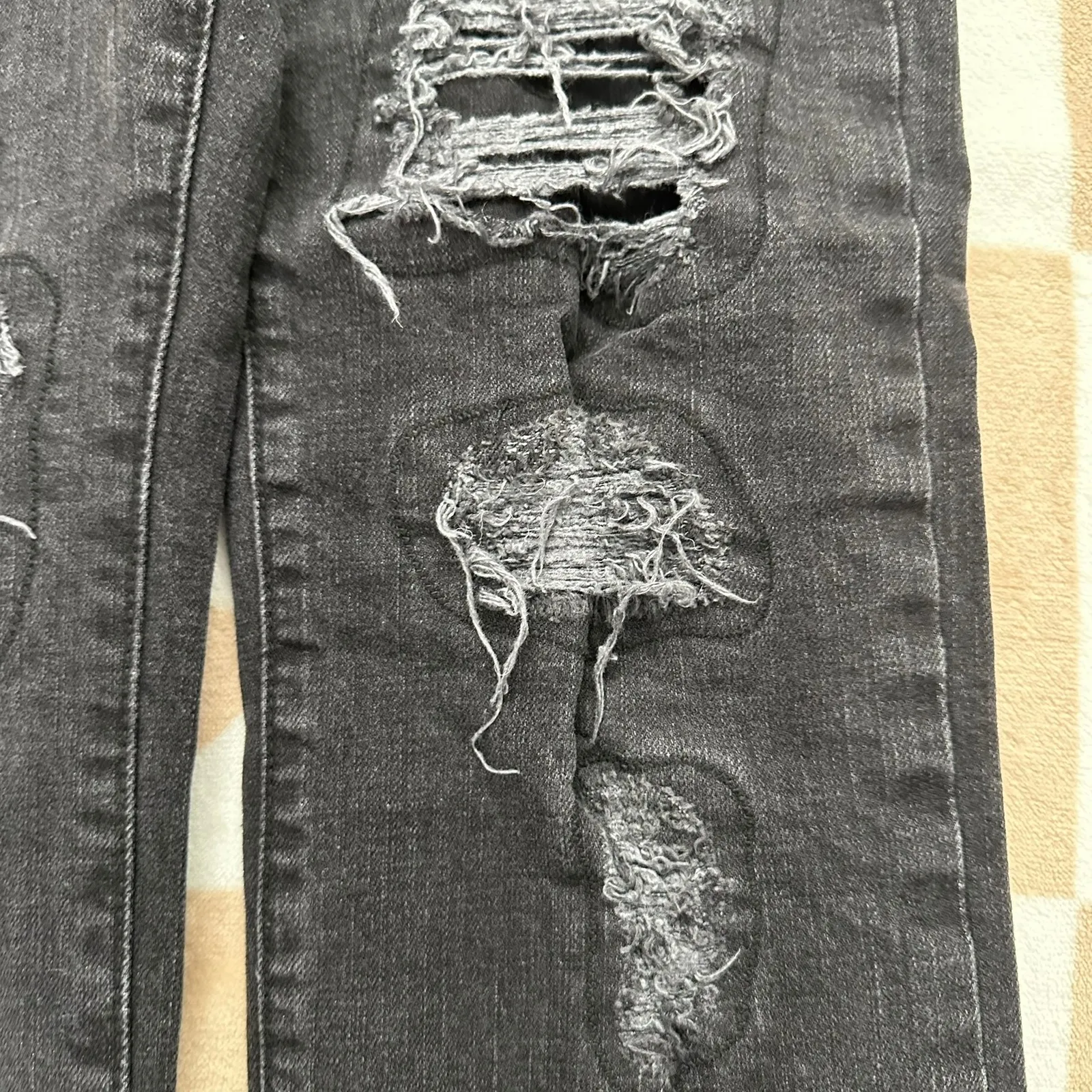 Current/Elliott Boyfriend The Fling‎ Repair Distressed Black Jeans Size 25 - Image 11