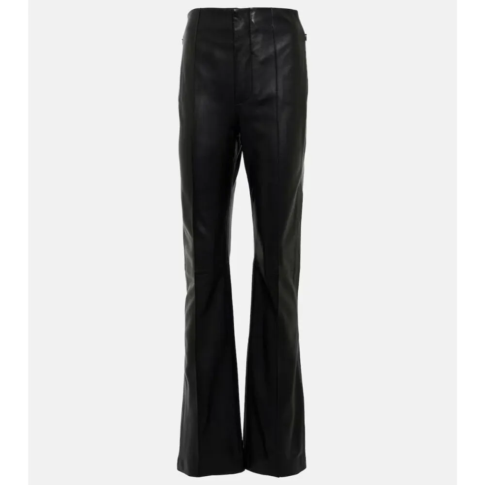 FRAME Pintuck Leather Trousers in Noir Black 8 New Womens Pants - Image 11