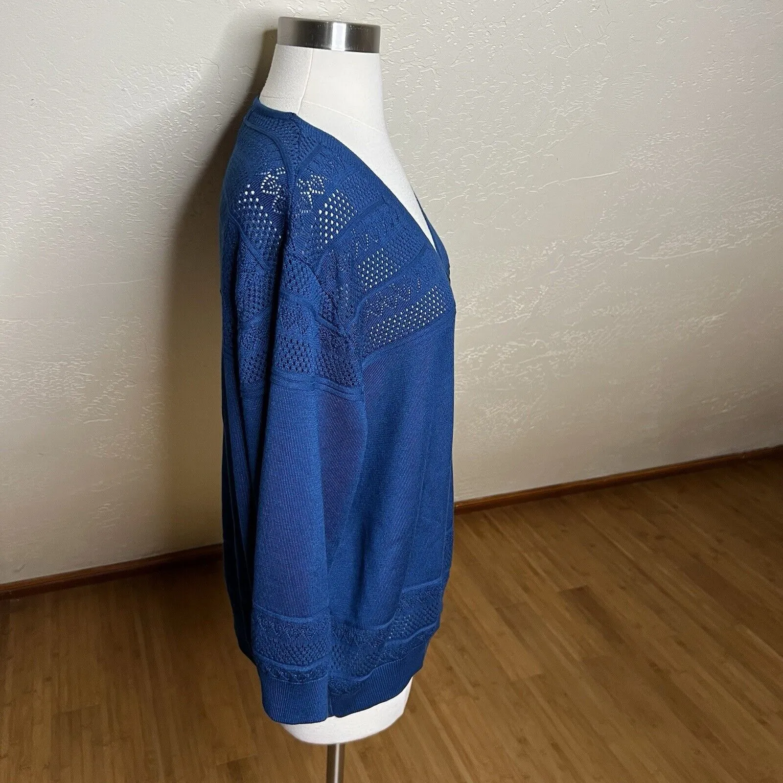 Grace Karin Cardigan Womens Size 2XL Blue V Neck 3/4 Sleeve Button Down - Image 6