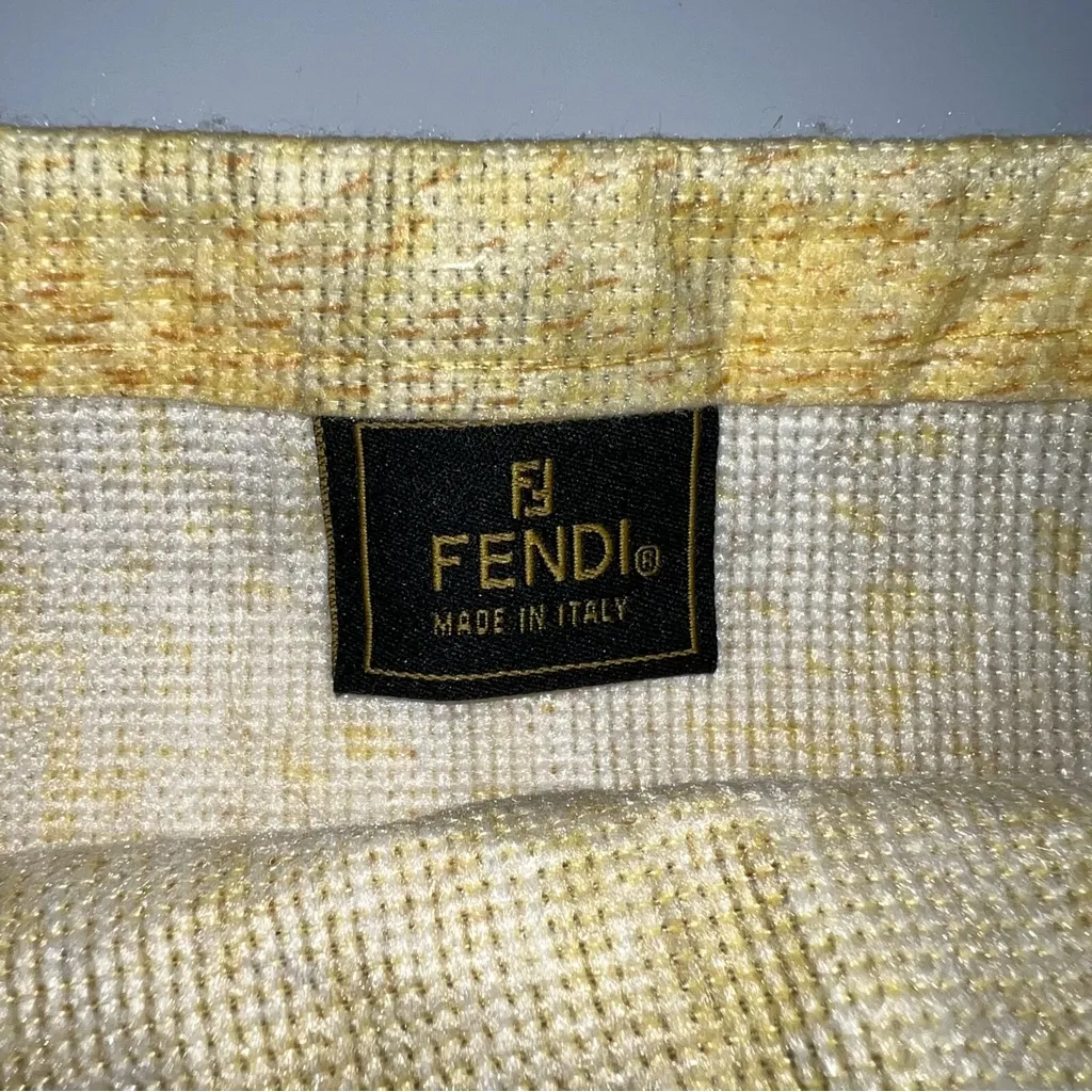 Fendi Gold Textured Drawstring Bag 13.75” X 13.75” - Image 6