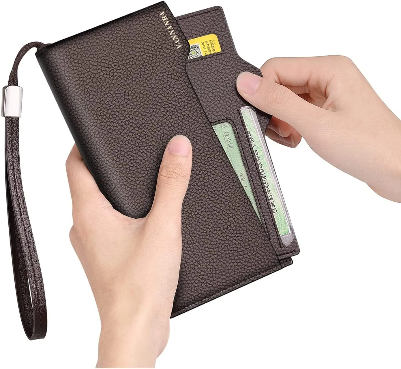 Mens Long Wallet Brown Leather Wallet RFID Blocking Zipper Checkbook Wallet Credit Card Wallet for Men with Removable Card Holder Business Travel Large Capacity, with Gift Box(Brown) - Image 4