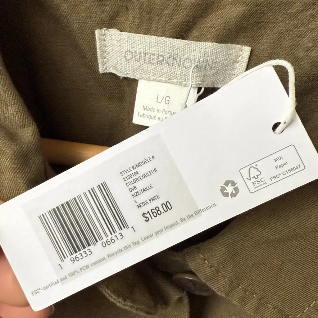 Outerknown S.E.A. Suit Olive Green Organic Cotton With Button Front. - Image 11