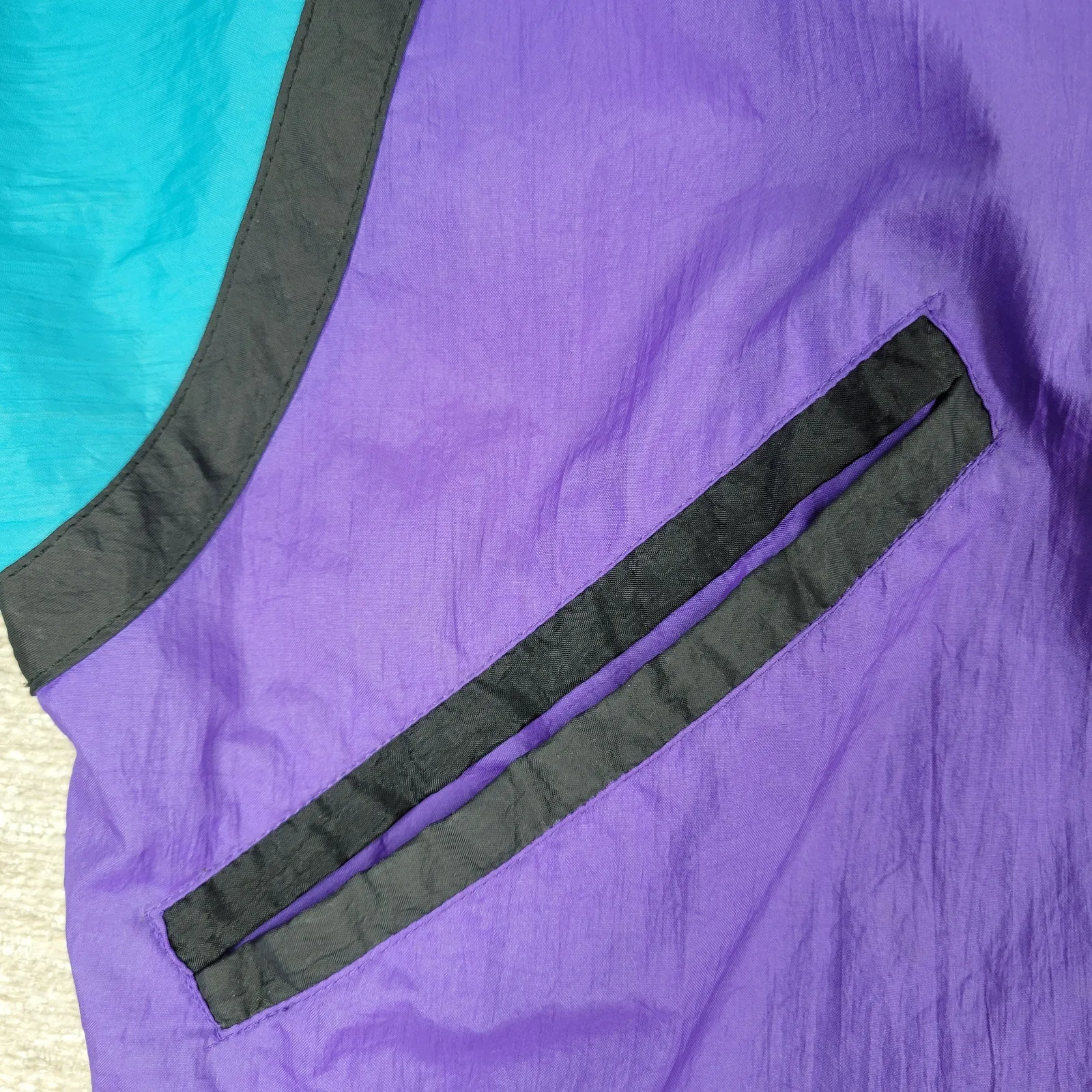 Vtg 80s Gitano Windbreaker Jacket Small Colorblock Nylon Hong Kong Retro Purple - Image 6