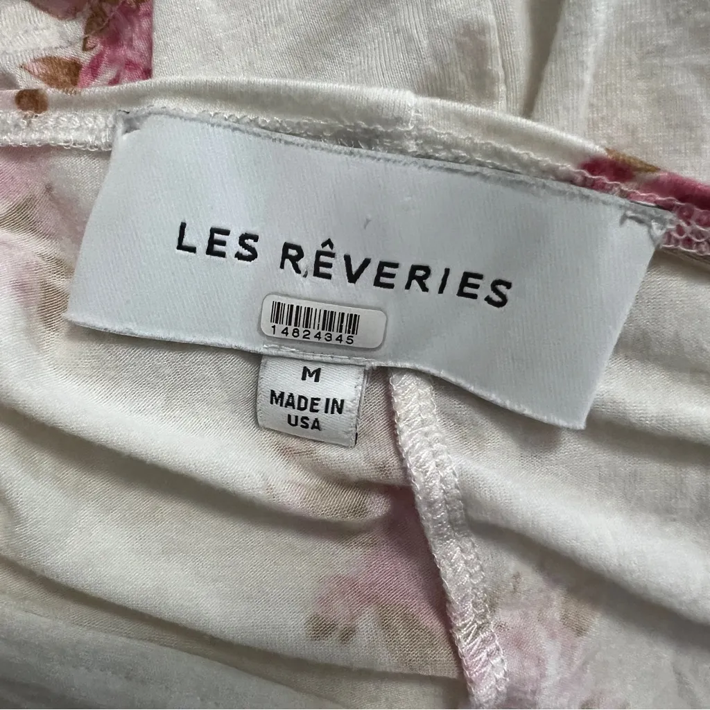 Les Rêveries Twist Front Drape Floral Midi Dress Celebrity Worn M White Size M - Image 8