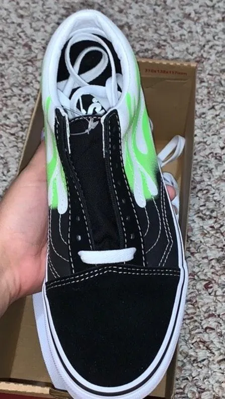 Vans FLAME OLD SKOOL BLACK/GREEN - Image 3