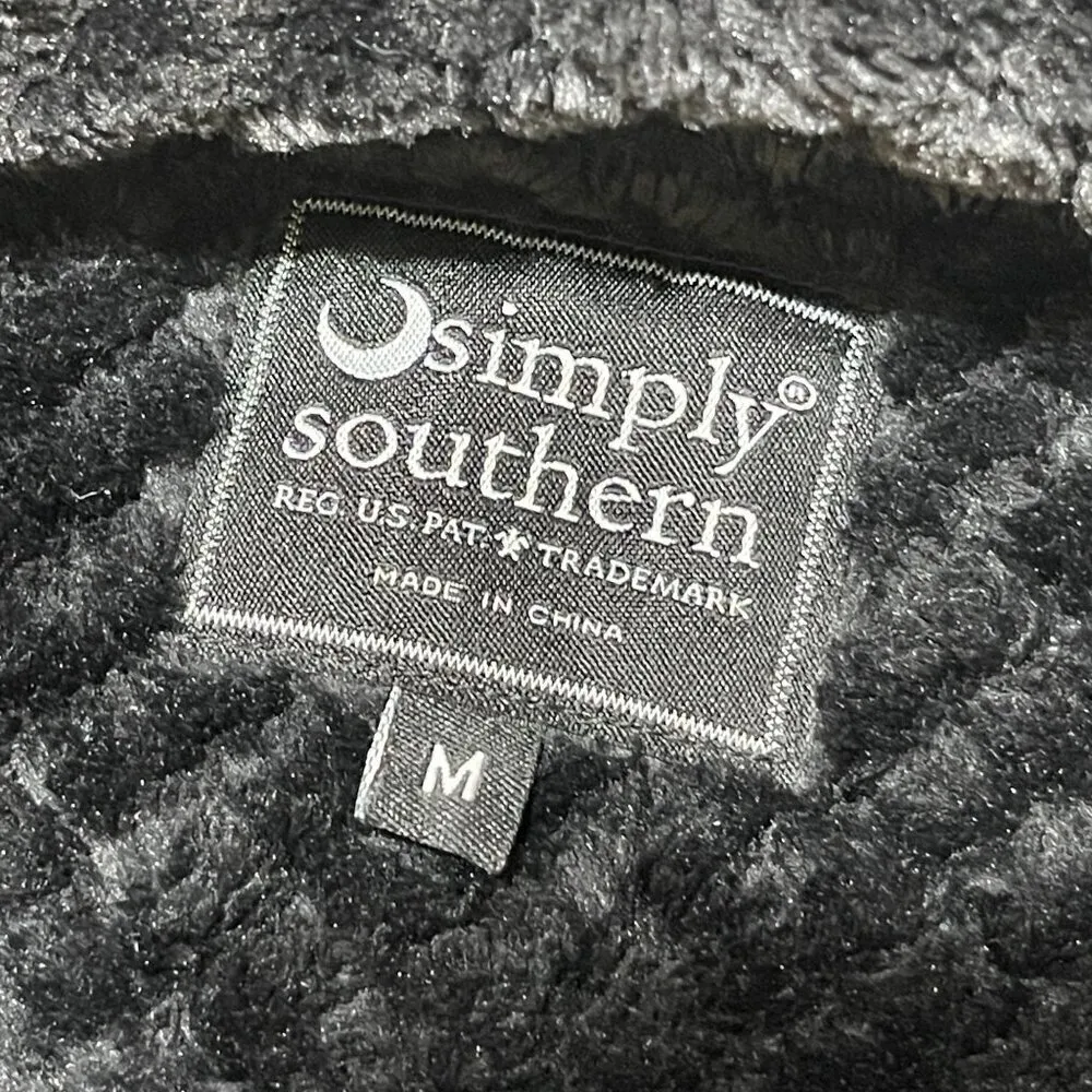 Simply Southern Women's Pullover Sweatshirt Fuzzy Teddy Bear Black Mock Neck M - Image 4