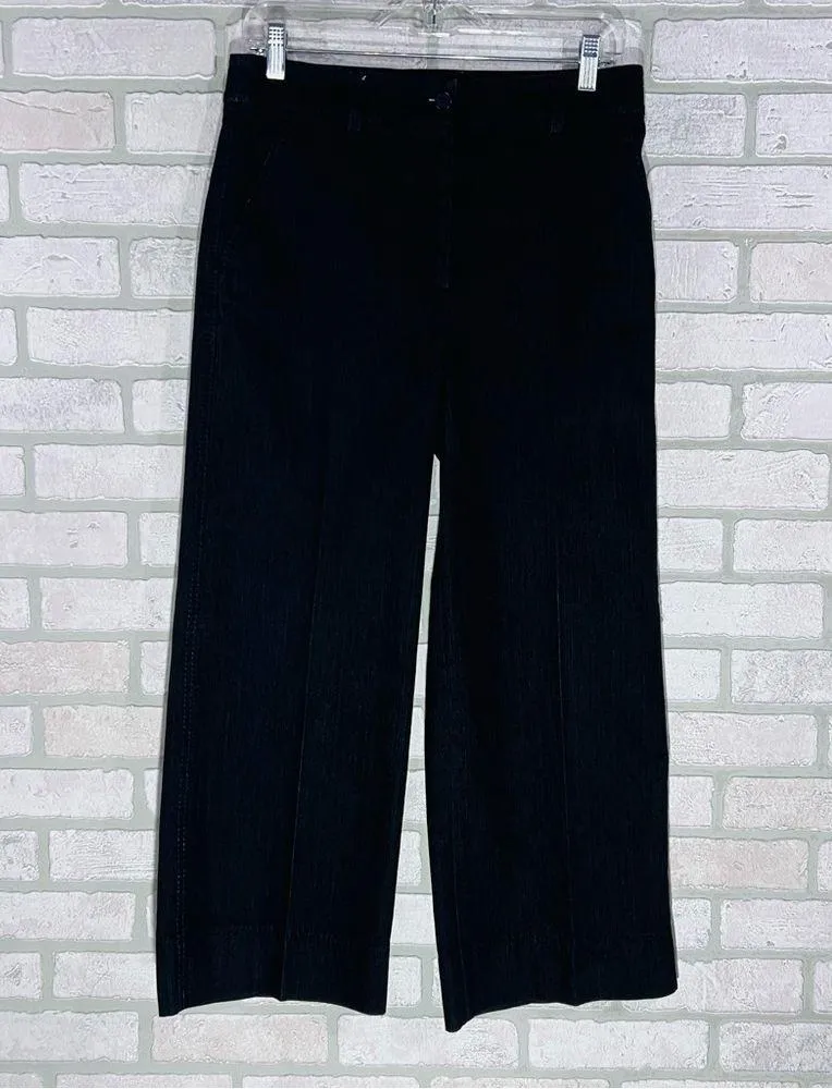 Akris Punto Chiara High Waist Crop Wide Leg Jeans in Black Size 6 - Image 2