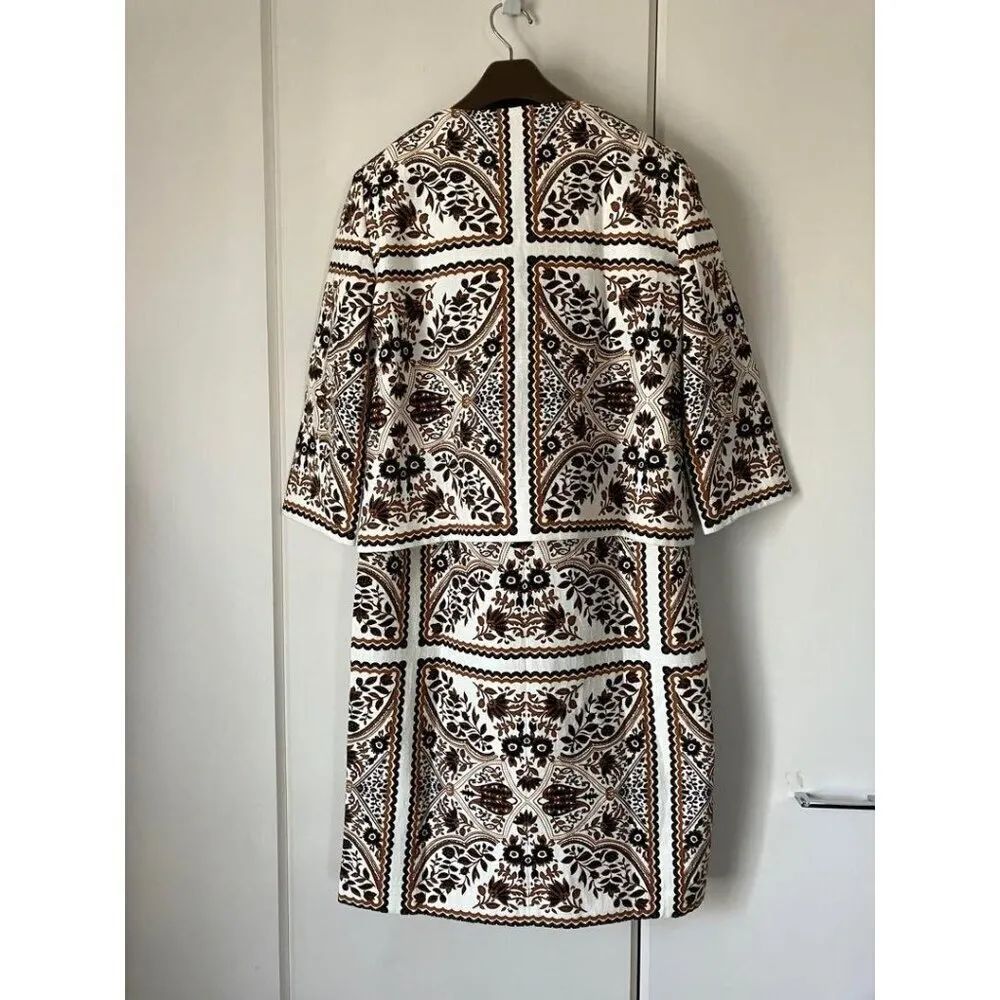 MAX MARA STUDIO Berto Suit Set (Dress+Matching Jacket) Moroccan-Tile Print US 6 - Image 9