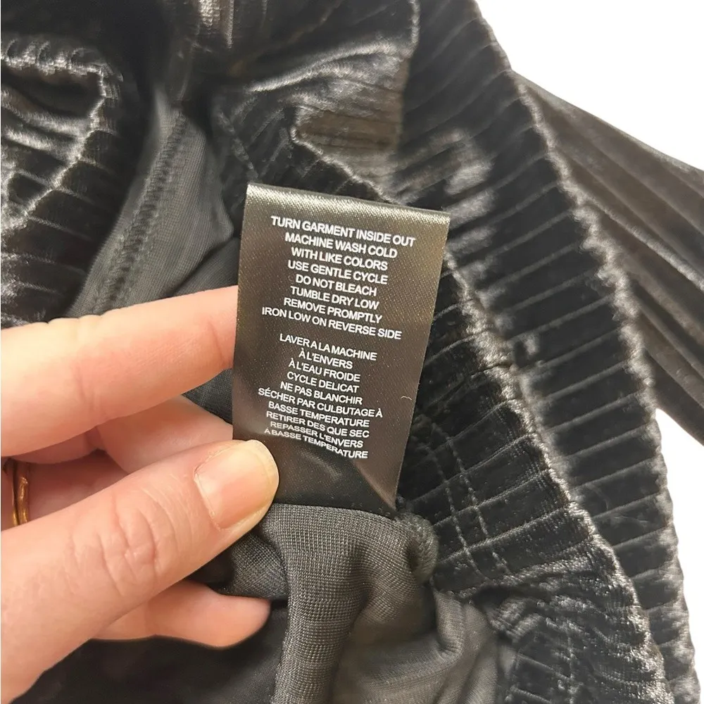 OAT New York Velvet Mini Dress‎ Black Long Sleeve Striped Party Cocktail Size M - Image 6