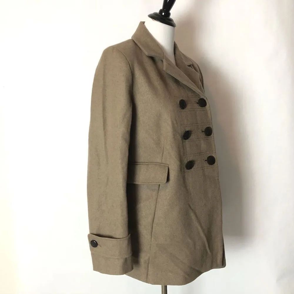 Calvin Klein Coat Women Size 6 Brown Wool Blend Double‎ Breasted Peacoat - Image 5