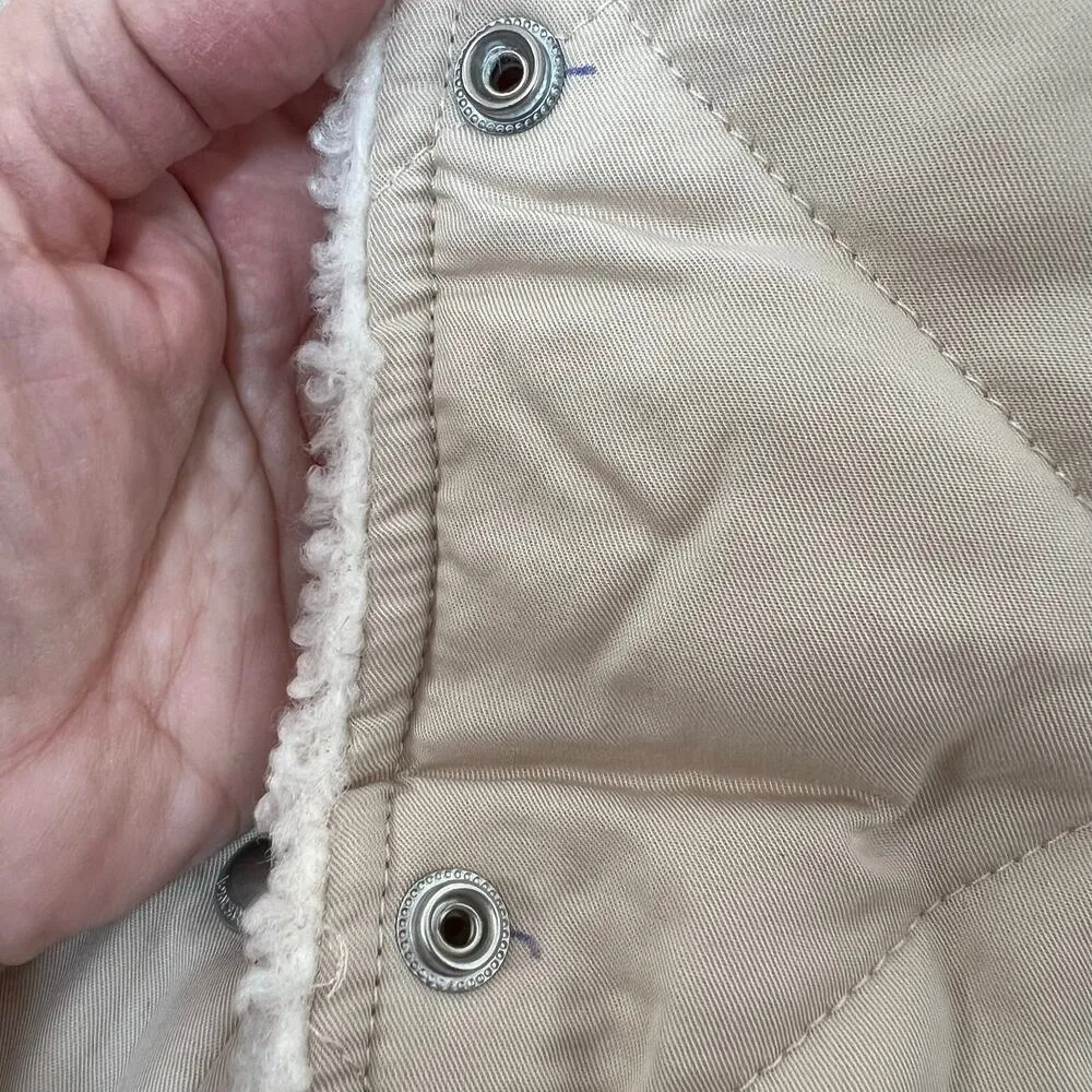 Blank NYC Size XL Faux Fur Trim Snap Front Quilted Puffer Jacket Cream Cozy NWT - Image 7