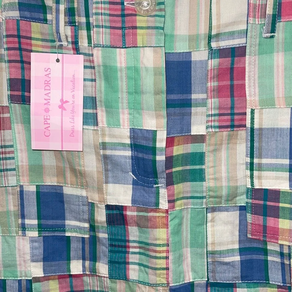 Cape Madras Cotton Plaid Patchwork Skort Preppy Golf NWT‎ Size 2 Blue - Image 3
