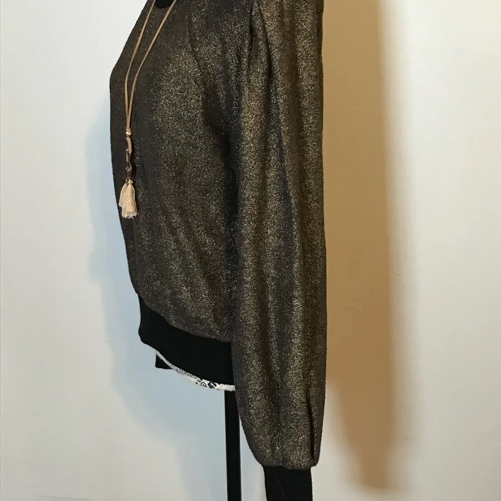 EXPRESS METALLIC CREW NECK PULLOVER SWEATER SIZE S/P 🎼 Get your metal on… - Image 4