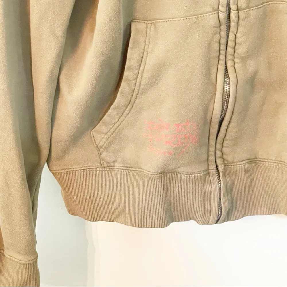 Ed Hardy Size Large Vintage Y2K Green Eagle Rose Full Zip Hooded Sweatshirt - Image 3