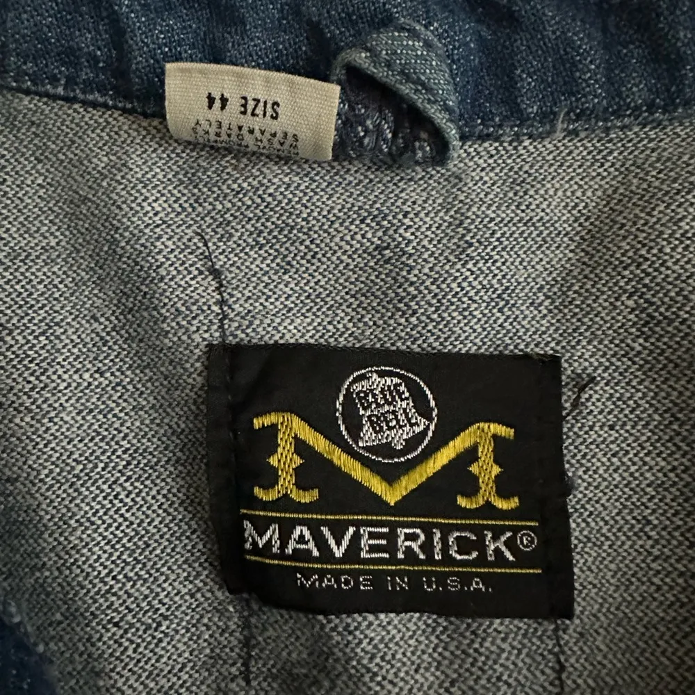 Vintage 60s 70s Maverick Blue Bell Denim Jean Jacket Unisex Size 44 - Image 9
