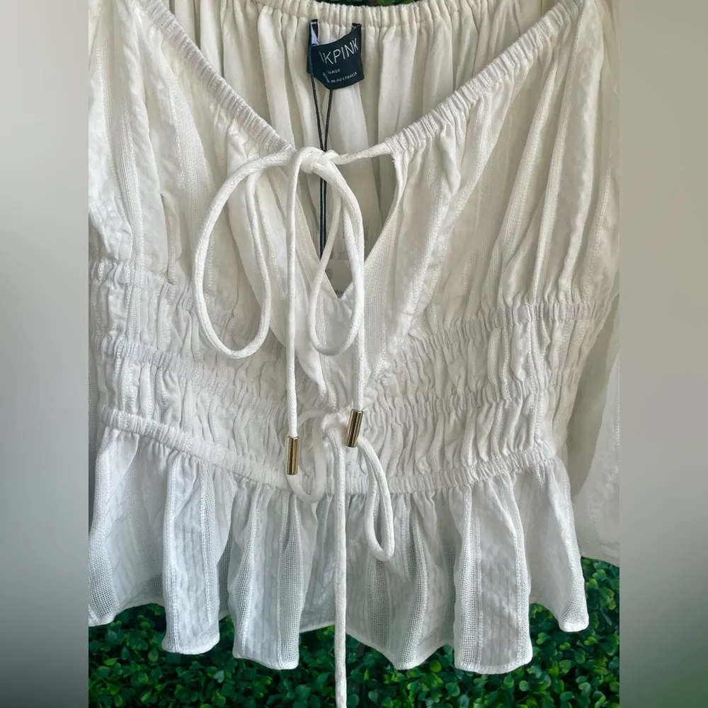 NWT- Revolve  WHITE NORAH TOP TIE FRONT | Sz Lg | Made in Australia - Image 5