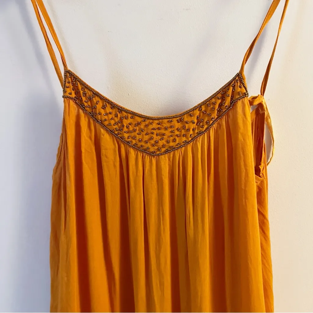 Mamzel Orange Ombre Maxi Dress NEW One Size Adjustable Tie Straps Beaded Neck - Image 5