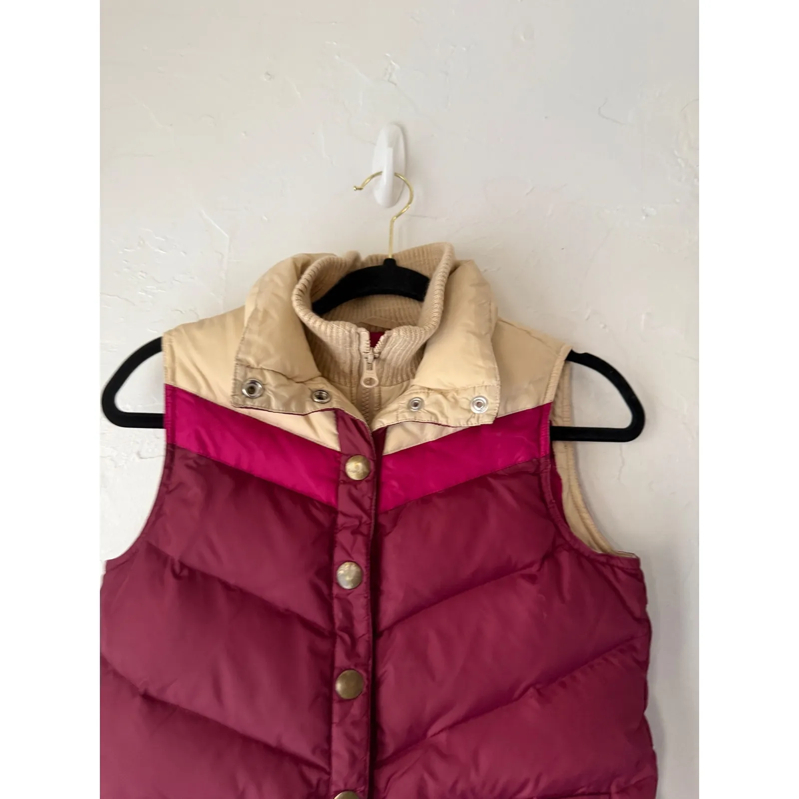 Old Navy Vintage Y2k Colorblock Puffer Vest Quilted Collar Snap Front Pockets XS - Image 2