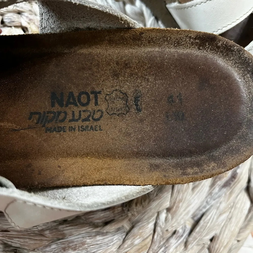 Naot White‎ Leather Slip On Strappy Sandals Size 41/L10 Made in Israel White - Image 5
