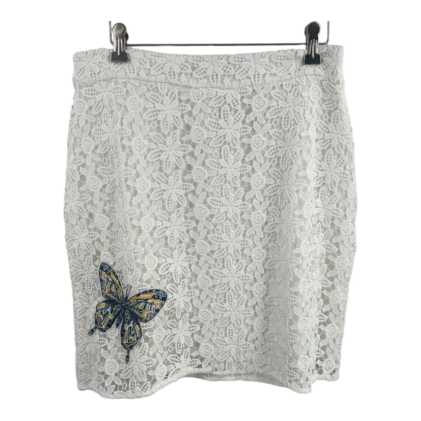 Desigual White Lace Butterfly‎ Embroidered Skirt Boho 38 EU / 4 US New - Image 6