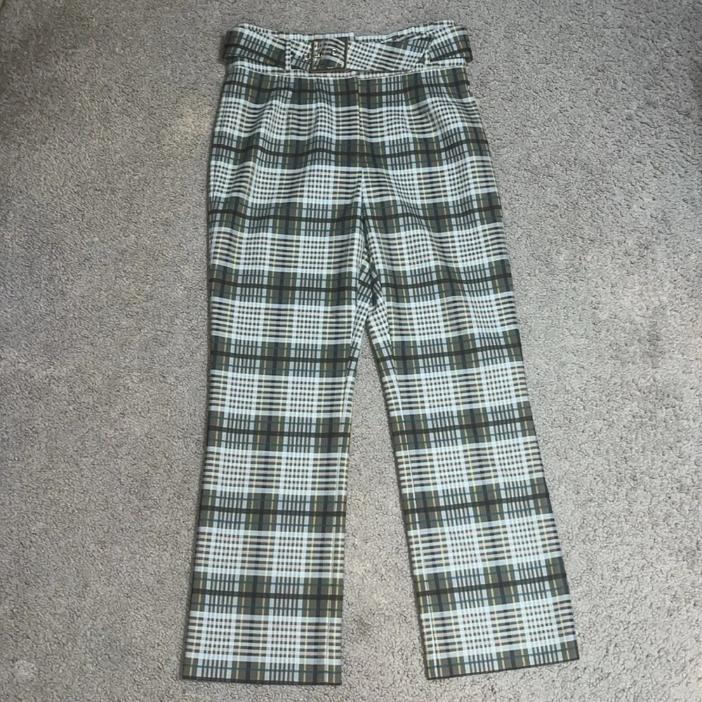 Jonathan Simkhai Belted Plaid Trouser Pants‎ Wool
Blend Ochre 6 Tan - Image 5