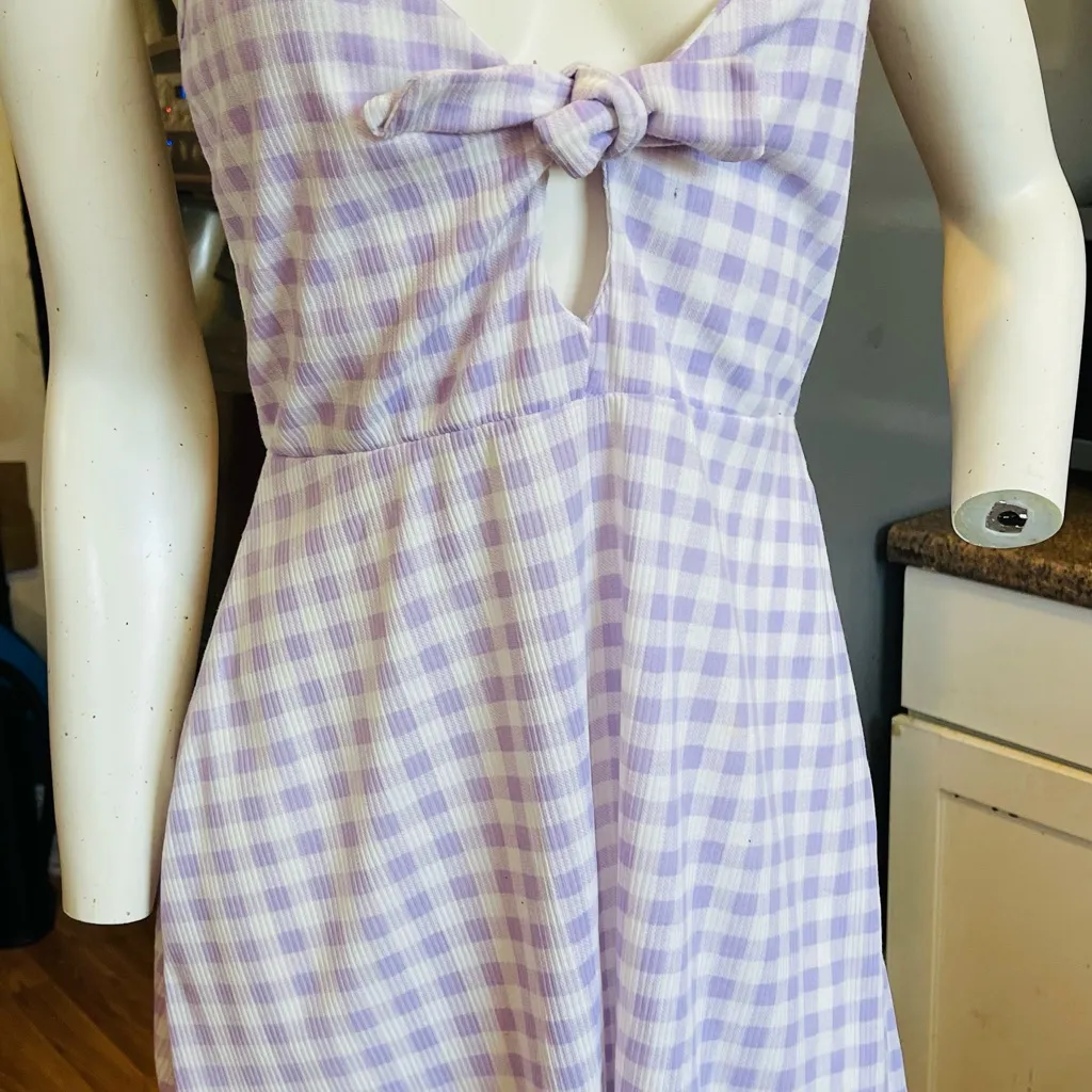 GINGHAM KNOT FRONT FLIPPY DRESS - Image 3