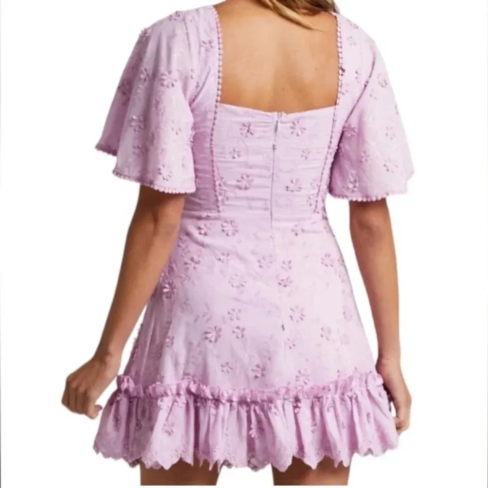 NWT  Women’s Lilac Purple Fancy a Spritz Coquette Lace Mini Dress Size 4 - Image 5