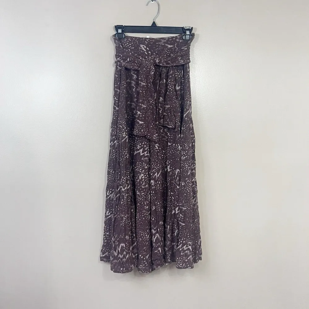 Olivaceous Womens Pants Small Wide Leg Rayon Elastic Waist Pull On Brown Boho - Image 2