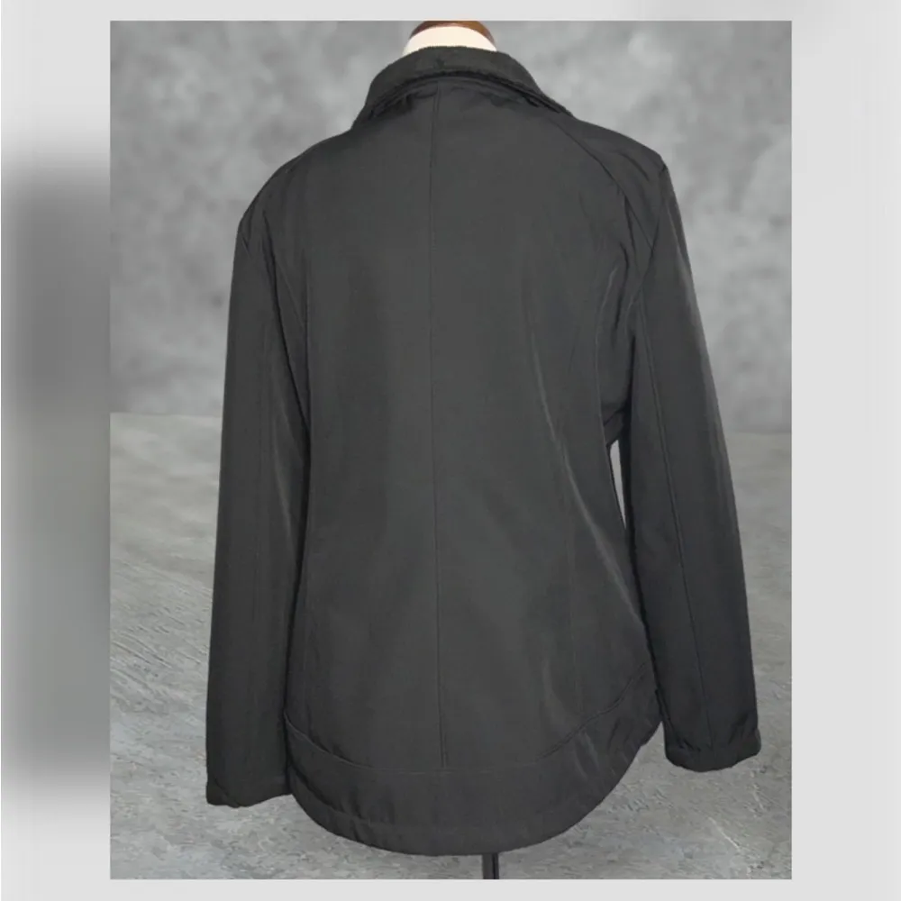 Gerry Lilly Black Fur Lined Zip Up Jacket Zipper Pockets Waterproof Large NWOT - Image 2