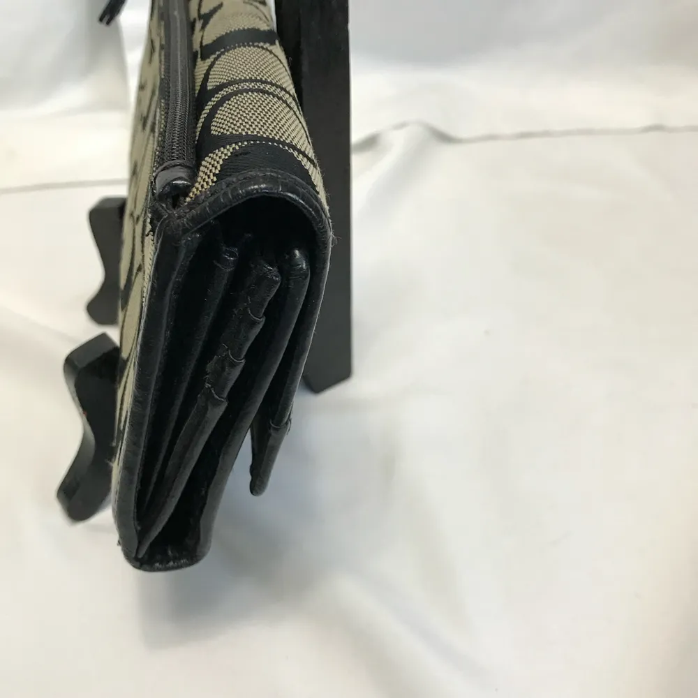 Coach Monogram Pleated Jacquard Gray & Black Canvas and Leather Long Wallet - Image 4