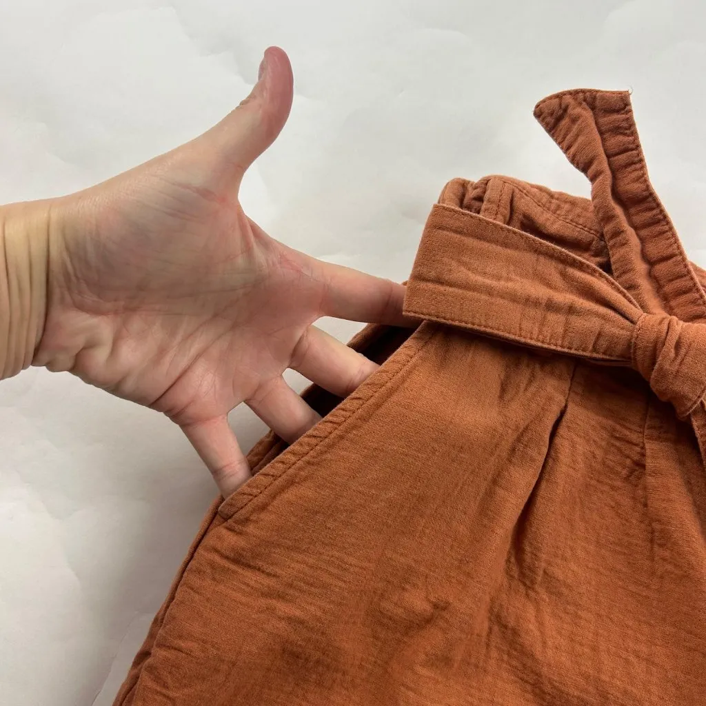 BP Terracotta Brown Crinkle Cotton High Rise Relaxed Leg Pant L - Image 3