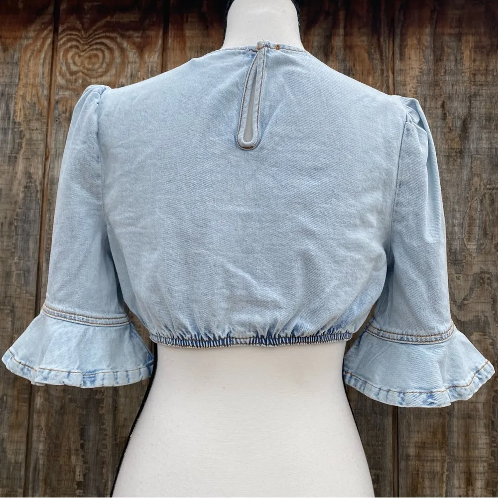 WeWoreWhat Comfort Denim Crop Top Size XS NWT - Image 14