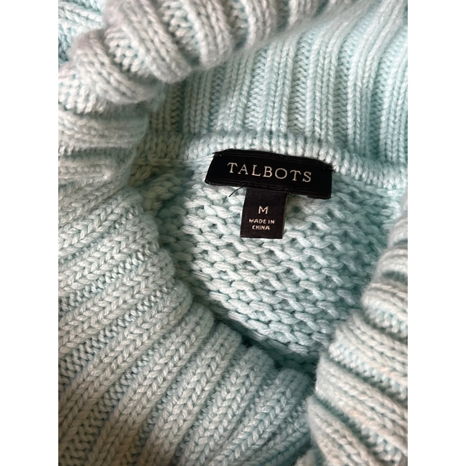 Talbots Lambswool Blend‎ Cowl Neck Sweater Knit Pullover Tunic Pale Blue Size M - Image 5