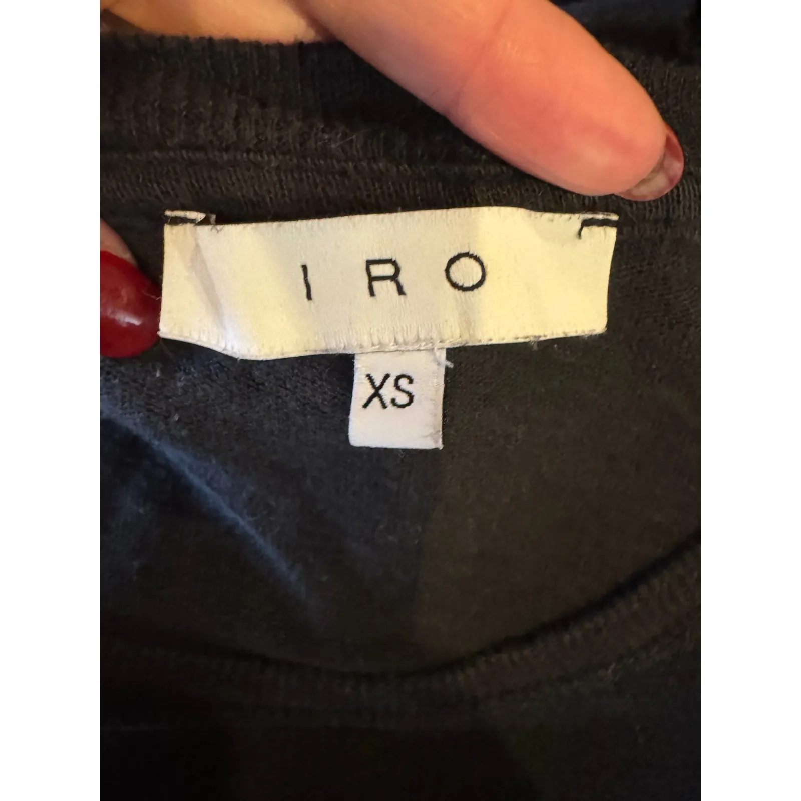 IRO Shirt Women XS Black Linen‎ Marvina Distressed Long Sleeve Tee Grunge Punk - Image 9