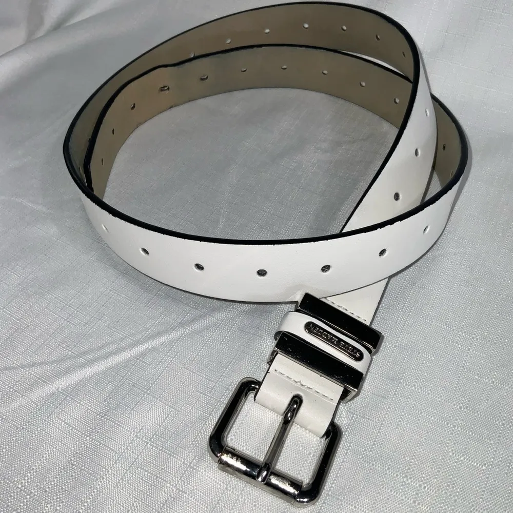 Steven Madden Bone White Faux Leather Multi Loop Silver Buckle Belt L/XL - Image 2