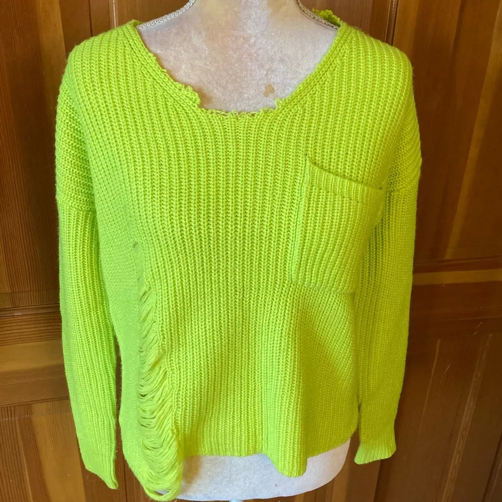 Women’s Lime Green Distressed Sweater - Image 13