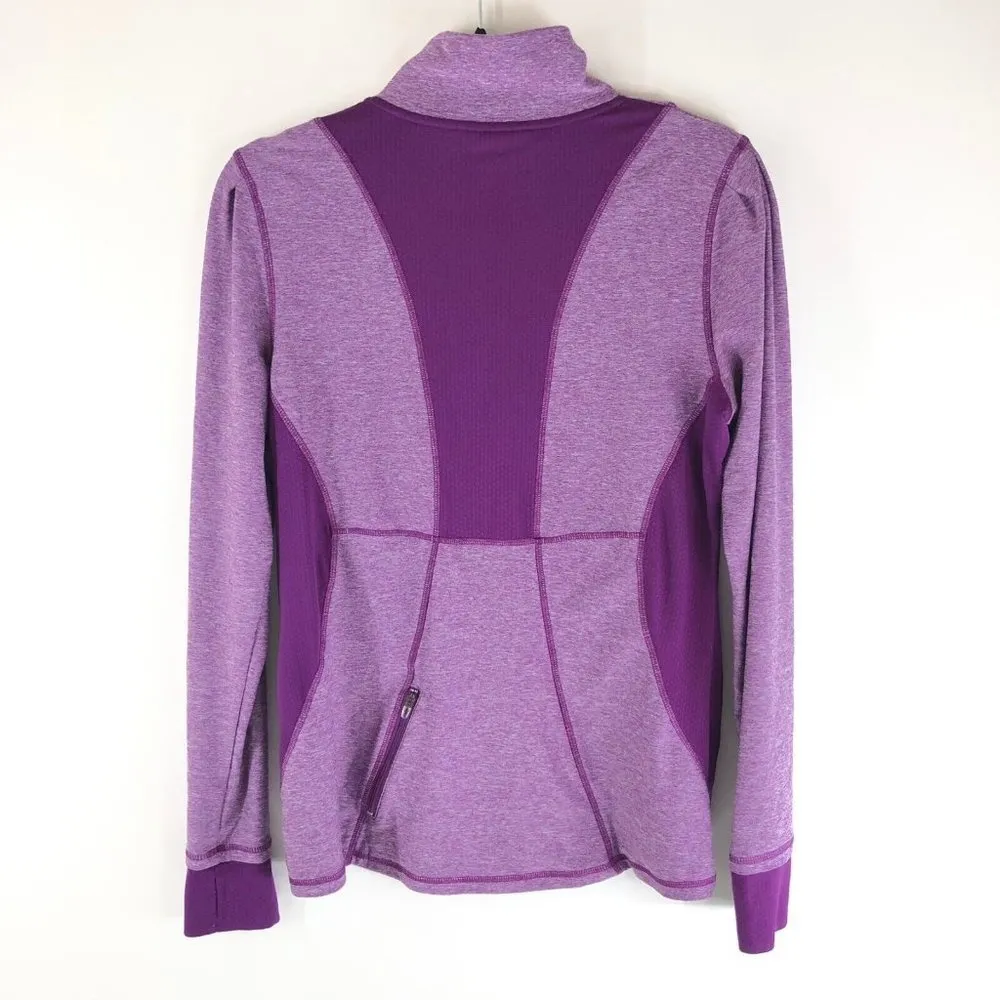 C9 Champion Womens Pullover Top Mesh 1/4 Zip Long Sleeve Colorblock Purple M - Image 2