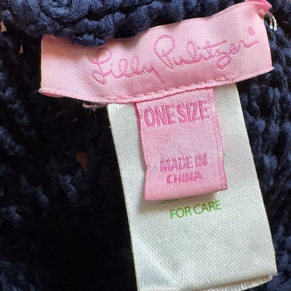 Lily Pulitzer 100% Cotton Viala Sweater Wrap, One Size, Navy - Image 5